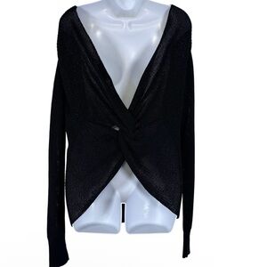 Cotton Emporium Black Knit Sweater Open Back Twist Detail Lightweight Size S